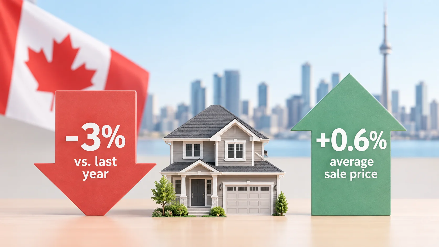Canadian Home Prices Sit 3% Below Last Year Even as Average Sale Price Edges Up 0.6%