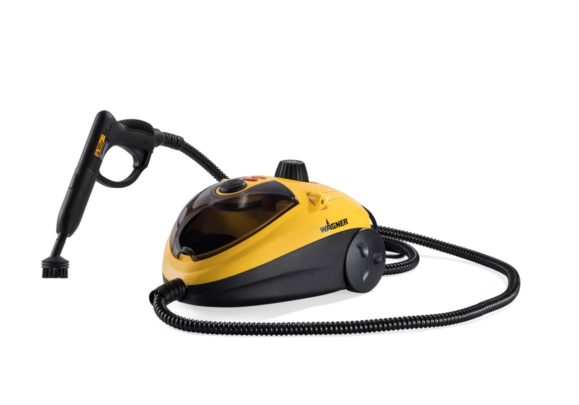Wagner steam cleaner with nozzle and hose against a white background.