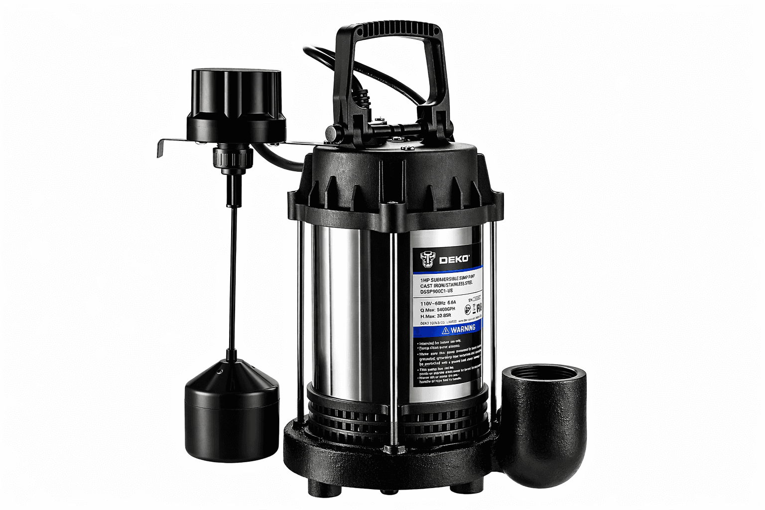 Dekopro 1HP Cast Iron Submersible Sump Pump